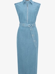 Mint Velvet Blue Denim Utility Zip Midi Dress - Image 3 of 4
