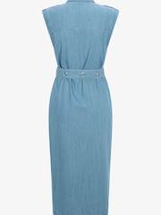 Mint Velvet Blue Denim Utility Zip Midi Dress - Image 4 of 4
