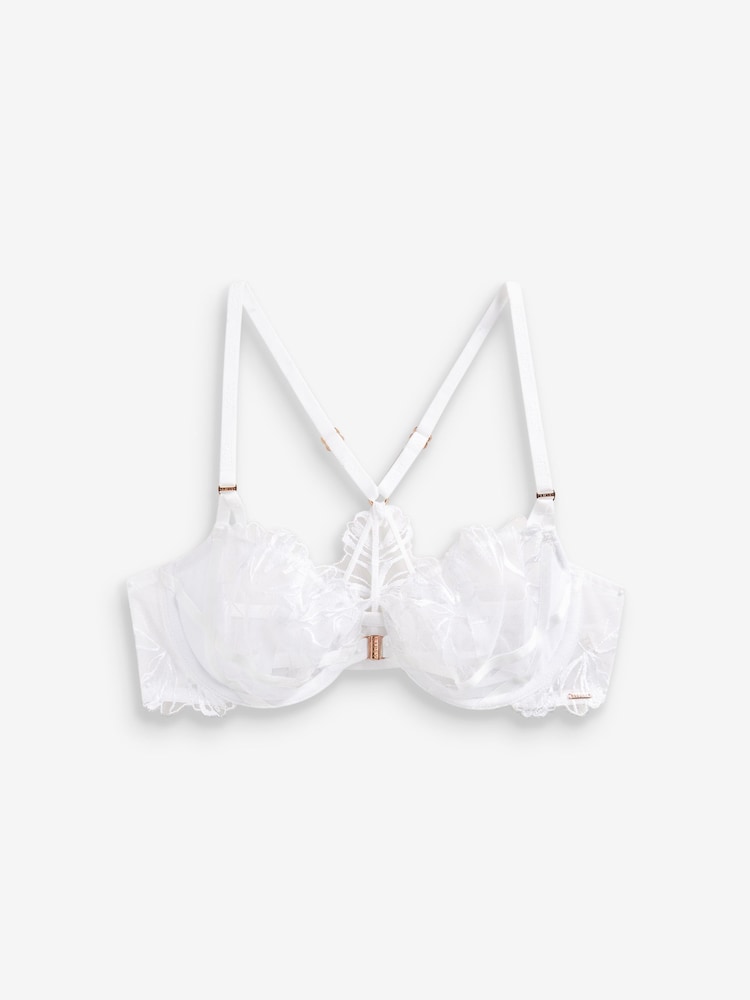 Lipsy White Non Pad Balcony Embroidery Bra - Image 5 of 5
