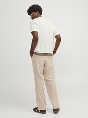 JACK & JONES White Crochet Style Knitted Button Up Polo Shirt - Image 2 of 5