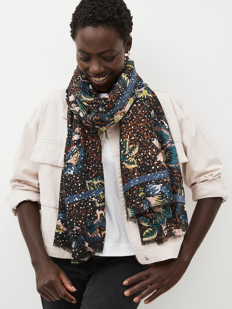 Animal/Floral Foil Lightweight Scarf - Image 1 of 5