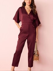 Brown Satin Jumpsuit - Image 1 of 5