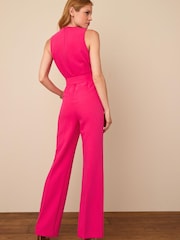 Pink Belted Wide Leg Jumpsuit - Image 2 of 5