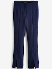 Navy Blue Smart Front Split Flare Trousers - Image 4 of 4