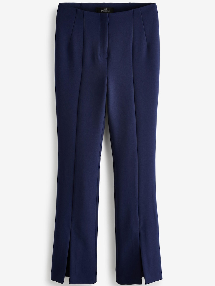 Navy Blue Smart Front Split Flare Trousers - Image 4 of 4