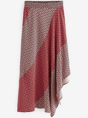 Black/Red Geo Print Asymmetric Midi Skirt - Image 2 of 2