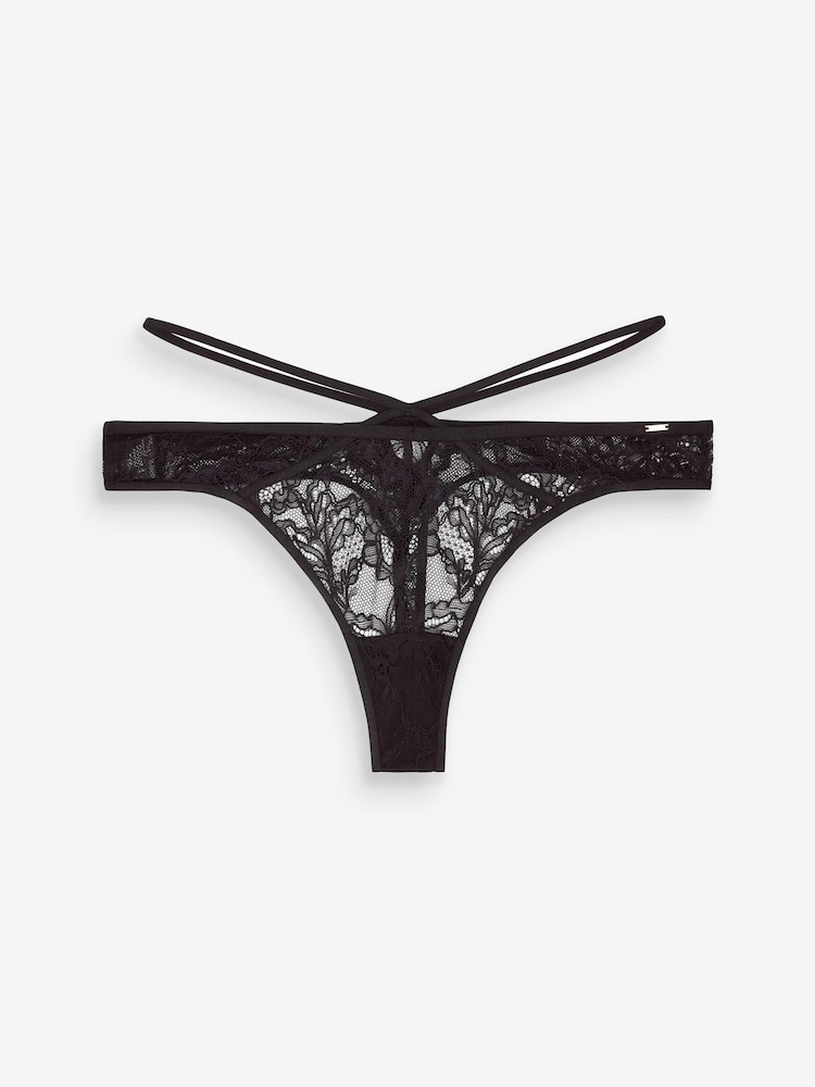 Lipsy Black Layered Lace Thong - Image 5 of 5