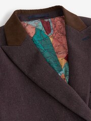 Burgundy Red Tailored Fit Trimmed Donegal Fabric Suit: Jacket - Image 10 of 12