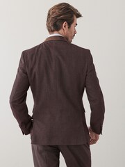 Burgundy Red Tailored Fit Trimmed Donegal Fabric Suit: Jacket - Image 4 of 12
