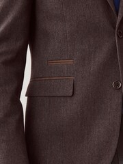 Burgundy Red Tailored Fit Trimmed Donegal Fabric Suit: Jacket - Image 7 of 12
