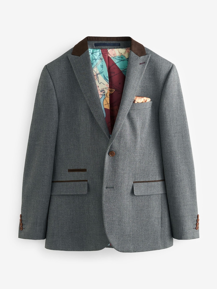 Grey Tailored Trimmed Donegal Fabric Suit Jacket - Image 12 of 14