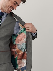 Grey Tailored Trimmed Donegal Fabric Suit Jacket - Image 7 of 14