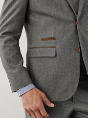 Grey Tailored Trimmed Donegal Fabric Suit Jacket - Image 8 of 14