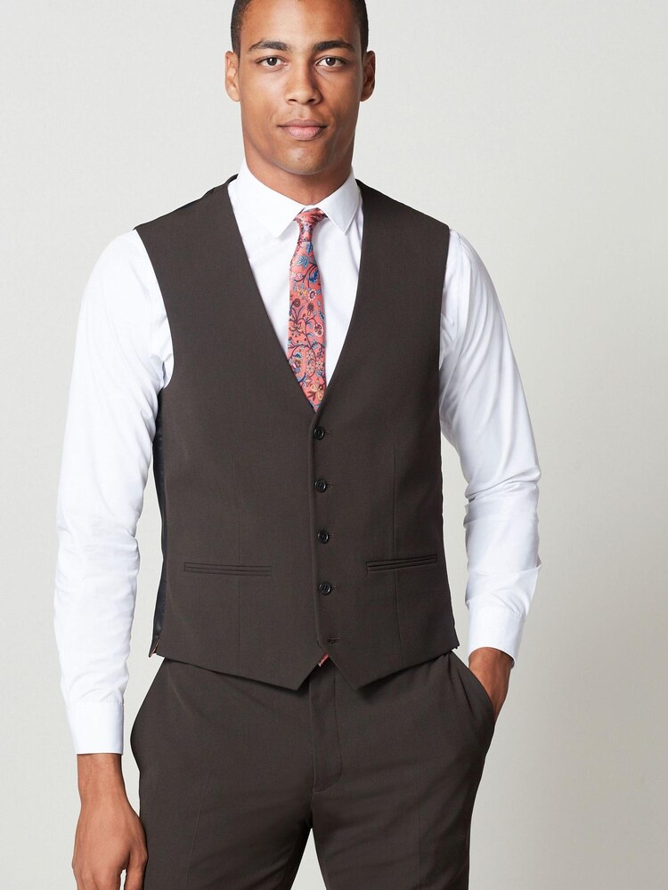 Brown Motion Flex Stretch Suit: Waistcoat - Image 1 of 1