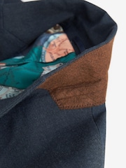 Navy Blue Trimmed Herringbone Suit Jacket - Image 11 of 12