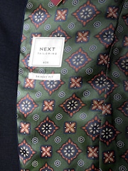 Navy Blue Skinny Flannel Fabric Suit Jacket - Image 11 of 11