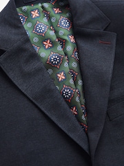 Navy Blue Skinny Flannel Fabric Suit Jacket - Image 7 of 11