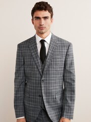 Grey Regular Fit Check Suit: Jacket - Image 1 of 12