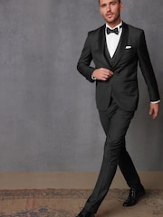 Black Signature Cerruti 100% Wool Tuxedo Suit Jacket - Image 2 of 13