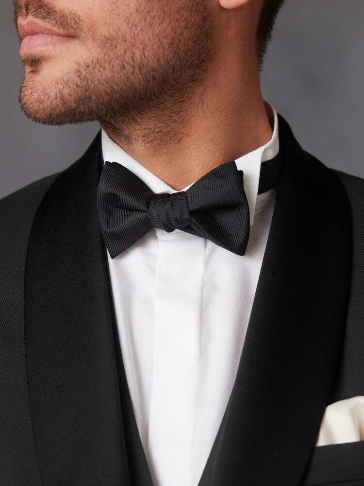 Black Signature Cerruti 100% Wool Tuxedo Suit Jacket - Image 4 of 13