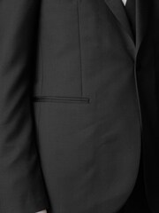 Black Signature Cerruti 100% Wool Tuxedo Suit Jacket - Image 6 of 13