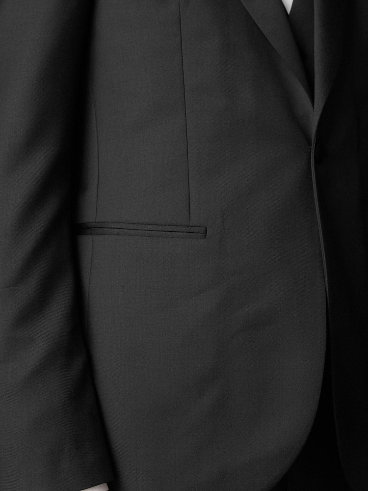 Black Signature Cerruti 100% Wool Tuxedo Suit Jacket - Image 6 of 13