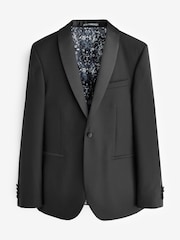 Black Signature Cerruti 100% Wool Tuxedo Suit Jacket - Image 8 of 13