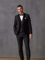 Black Signature Cerruti 100% Wool Tuxedo Suit: Trousers - Image 4 of 9