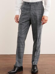 Grey Regular Fit Check Suit: Trousers - Image 1 of 6