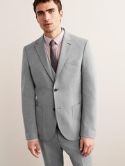 Light Grey Skinny Flannel Fabric Suit Jacket - Image 1 of 10