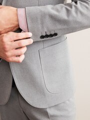 Light Grey Skinny Flannel Fabric Suit Jacket - Image 10 of 10