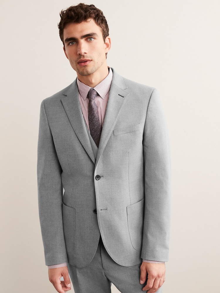 Light Grey Skinny Flannel Fabric Suit Jacket - Image 10 of 10 Light Grey Skinny Flannel Fabric Suit Jacket - Image 10 of 10