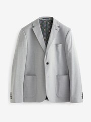 Light Grey Skinny Flannel Fabric Suit Jacket - Image 3 of 10