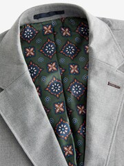 Light Grey Skinny Flannel Fabric Suit Jacket - Image 5 of 10