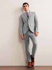 Light Grey Skinny Flannel Fabric Suit Jacket - Image 9 of 10