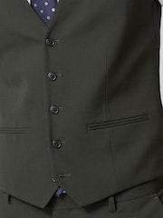Olive Green Motion Flex Stretch Suit: Waistcoat - Image 6 of 10