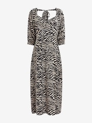 Zebra Print Maternity Tie Back Midi Dress - Image 5 of 7