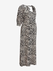 Zebra Print Maternity Tie Back Midi Dress - Image 6 of 7