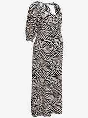 Zebra Print Maternity Tie Back Midi Dress - Image 7 of 7
