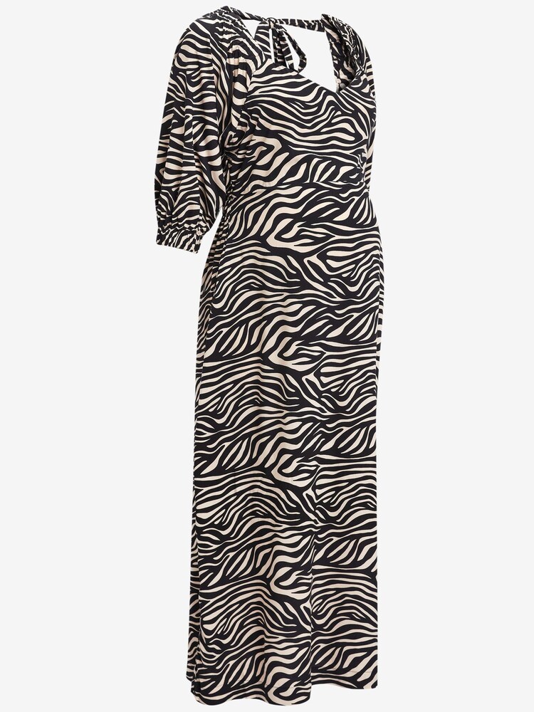 Zebra Print Maternity Tie Back Midi Dress - Image 7 of 7