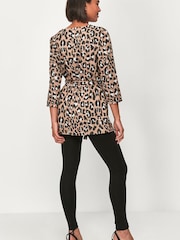 M&Co Natural Leopard Print Tie Waist Tunic Top - Image 1 of 3