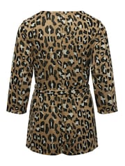 M&Co Natural Leopard Print Tie Waist Tunic Top - Image 2 of 3