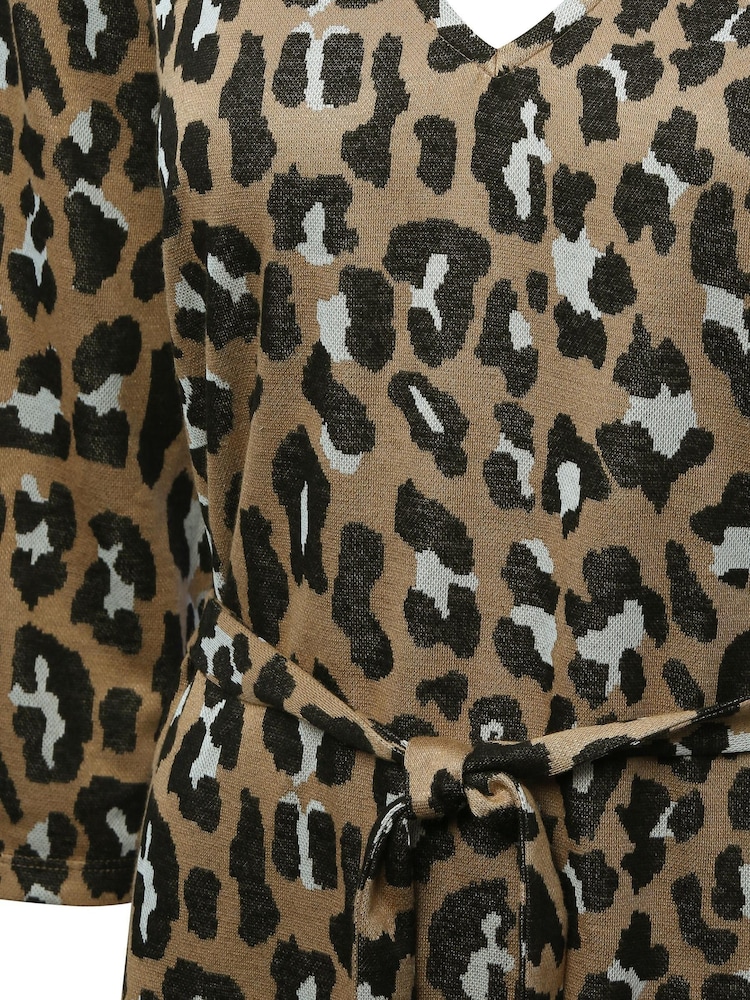M&Co Natural Leopard Print Tie Waist Tunic Top - Image 3 of 3