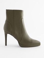 Khaki Green Forever Comfort® Point Toe Heeled Platform Boots - Image 2 of 5