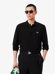 Lacoste Logo Long Sleeve Charcoal Black Polo Shirt - Image 1 of 1