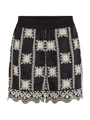 VILA Black Embroidered Pointelle Pattern High Waisted Shorts - Image 4 of 4