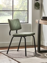 Set of 2 Arona Faux Leather Khaki Green Aiden Black Leg Dining Chairs - Image 1 of 10