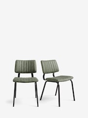 Set of 2 Arona Faux Leather Khaki Green Aiden Black Leg Dining Chairs - Image 2 of 10