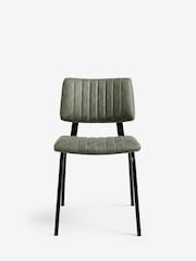Set of 2 Arona Faux Leather Khaki Green Aiden Black Leg Dining Chairs - Image 3 of 10