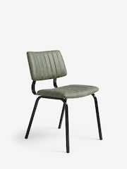 Set of 2 Arona Faux Leather Khaki Green Aiden Black Leg Dining Chairs - Image 4 of 10